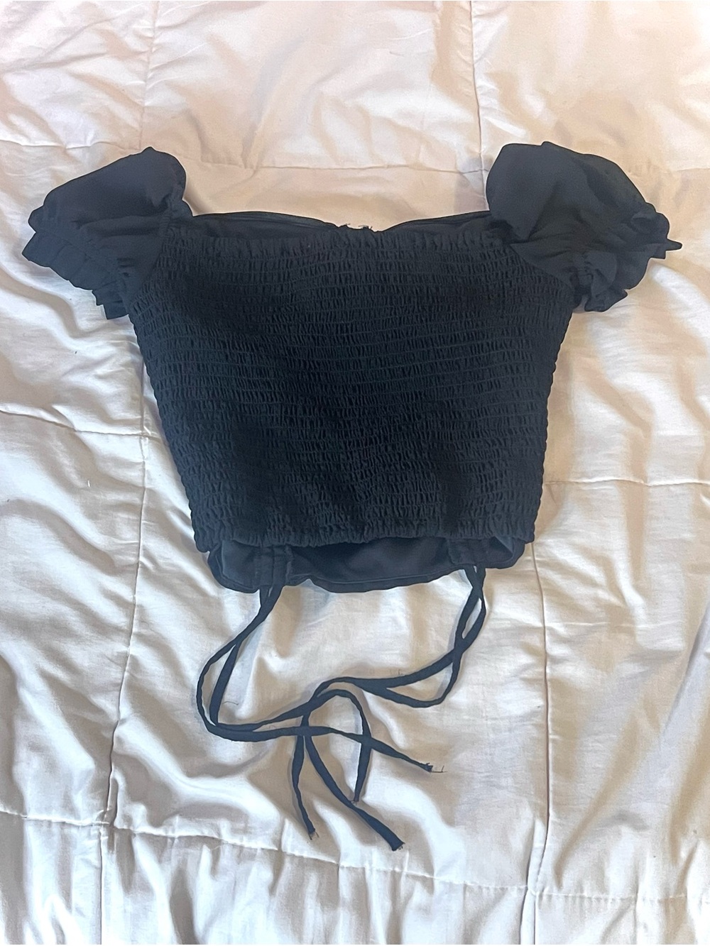 Women’s Corset style Crop Top in Black- Stylish Ruched Bust - Picture 2 of 3